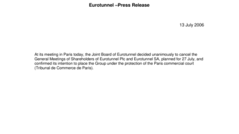 Eurotunnel –Press Release