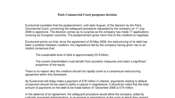 Paris Commercial Court postpones decision