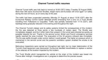 Channel Tunnel traffic resumes