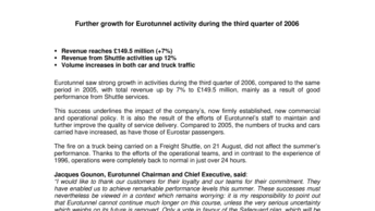 Further growth for Eurotunnel activity during the third quarter of 2006