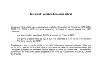 Eurotunnel : signature d’un accord salarial