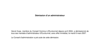 Démission d’un administrateur
