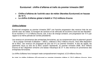 Eurotunnel : chiffre d’affaires et trafic du premier trimestre 2007
