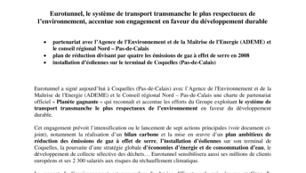 Eurotunnel, le système de transport transmanche le plus respectueux de l’environnement, accentue son engagement en faveur du développement durable