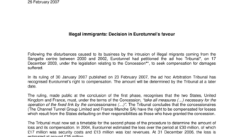 Illegal immigrants: Decision in Eurotunnel’s favour