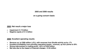2005 and 2006 results on a going concern basis