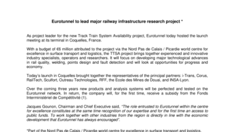 Eurotunnel to lead major railway infrastructure research project *