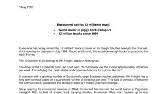 Eurotunnel carries 12 millionth truck