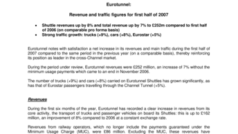 Eurotunnel:  Revenue and traffic figures for first half of 2007