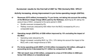 Eurotunnel: results for the first half of 2007 for TNU (formerly ESA / EPLC)*