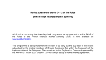 Notice pursuant to article 241-2 of the Rules  of the French financial market authority