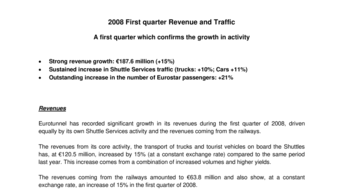 2008 First quarter Revenue and Traffic - A first quarter which confirms the growth in activity