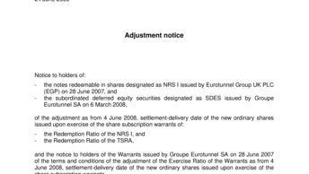 Adjustment notice