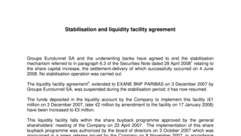 Stabilisation and liquidity facility agreement