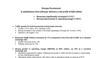 Groupe Eurotunnel:  A satisfactory first half-year delivers a net profit of €26 million