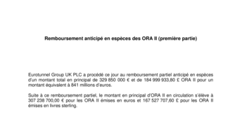 Remboursement anticipé en espèces des ORA II (première partie)