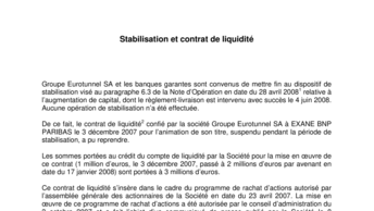 Stabilisation et contrat de liquidité