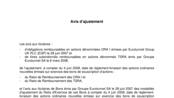 Avis d’ajustement