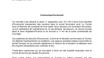 Communiqué Eurotunnel