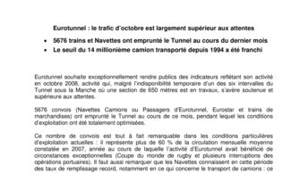 Eurotunnel : le trafic d’octobre est largement supérieur aux attentes