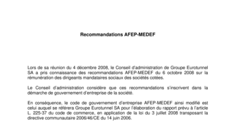 Recommandations AFEP-MEDEF