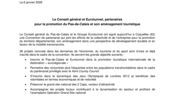 Le Conseil général et Eurotunnel, partenaires  pour la promotion du Pas-de-Calais et son aménagement touristique