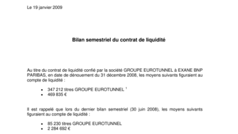 Bilan semestriel du contrat de liquidité