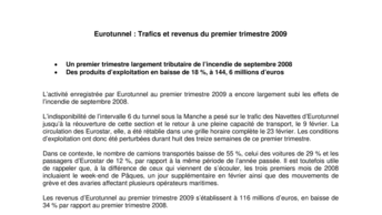 Eurotunnel : Trafics et revenus du premier trimestre 2009