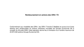 Remboursement en actions des ORA I T2