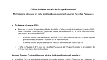 Chiffre d’affaires et trafic de Groupe Eurotunnel