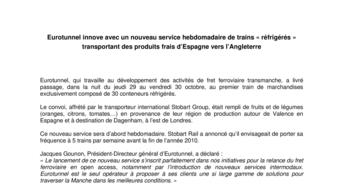 Eurotunnel innove avec un nouveau service hebdomadaire de trains « réfrigérés » transportant des produits frais d’Espagne vers l’Angleterre