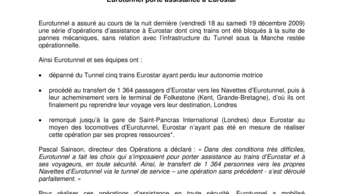 Eurotunnel porte assistance à Eurostar