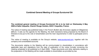 Combined General Meeting of Groupe Eurotunnel SA