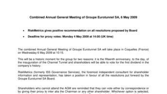 Combined Annual General Meeting of Groupe Eurotunnel SA, 6 May 2009