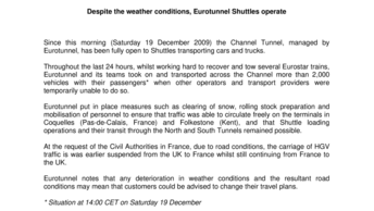 Despite the weather conditions, Eurotunnel Shuttles operate