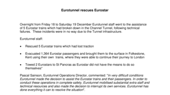 Eurotunnel rescues Eurostar