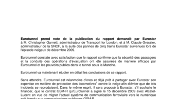 Communiqué - Rapport Eurostar