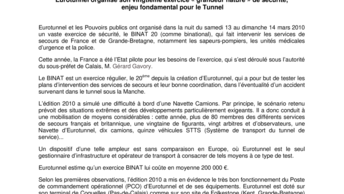 Eurotunnel organise son vingtième exercice « grandeur nature » de sécurité, enjeu fondamental pour le Tunnel