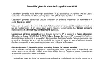 Assemblée générale mixte de Groupe Eurotunnel SA