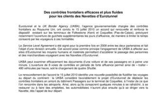 Des contrôles frontaliers efficaces et plus fluides  pour les clients des Navettes d’Eurotunnel