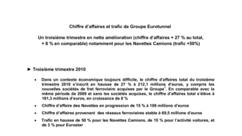 Chiffre d’affaires et trafic de Groupe Eurotunnel
