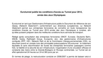 Eurotunnel publie les conditions d'accès au Tunnel pour 2012,  année des Jeux Olympiques