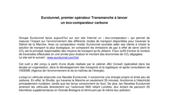 Eurotunnel, premier opérateur Transmanche à lancer  un éco-comparateur carbone