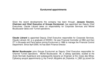 Eurotunnel appointments