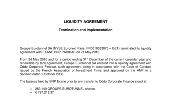 LIQUIDITY AGREEMENT - Termination and Implementation