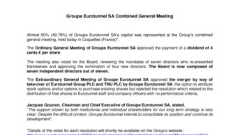 Groupe Eurotunnel SA Combined General Meeting
