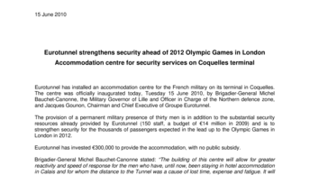 Eurotunnel strengthens security ahead of 2012 Olympic Games in London Accommodation centre for security services on Coquelles terminal