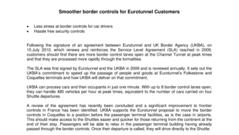Smoother border controls for Eurotunnel Customers