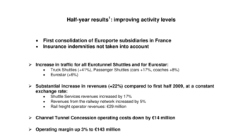 Half-year results: improving activity levels
