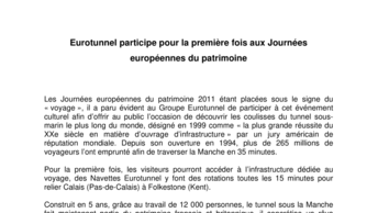 Eurotunnel participe pour la première fois aux Journées européennes du patrimoine